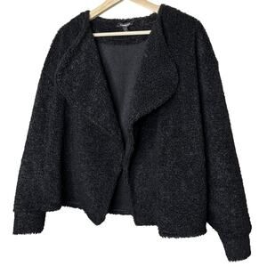 Express Cozy Black Sherpa Flyaway Open Jacket Size Medium